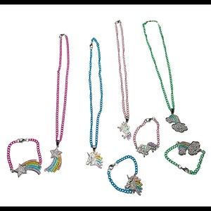 Set of 4 Matching Necklace and Bracelet Unicorn